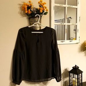 Express ladies lined blouse with sheer sleeves